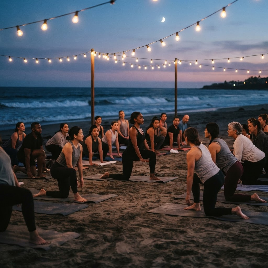 Moonlight Pilates on the Beach